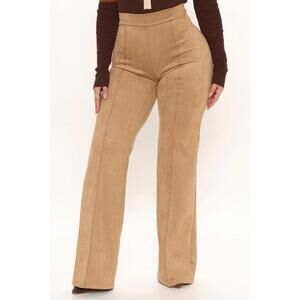 Victoria High Waisted Faux Suede Dress Pant 35 - Mocha